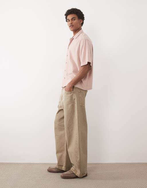 ASOS DESIGN - Recht oversized overhemd met reverskraag en textuur in roze, 2 van 5
