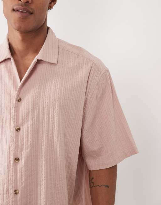ASOS DESIGN - Recht oversized overhemd met reverskraag en textuur in roze, 4 van 5