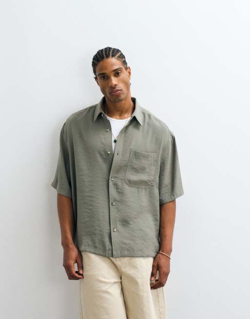 ASOS DESIGN - Recht oversized soepelvallend overhemd in kaki, 3 van 5