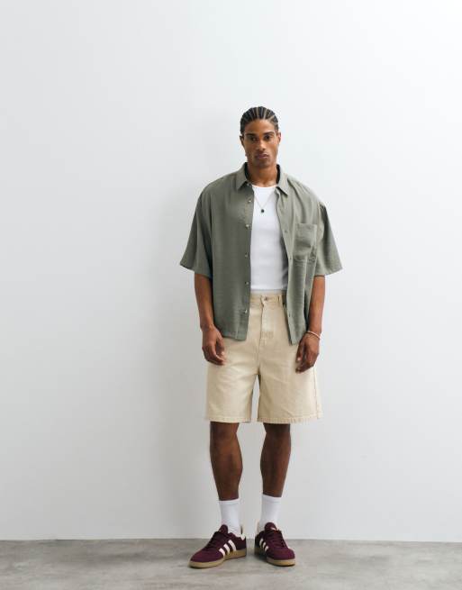 ASOS DESIGN - Recht oversized soepelvallend overhemd in kaki, 4 van 5