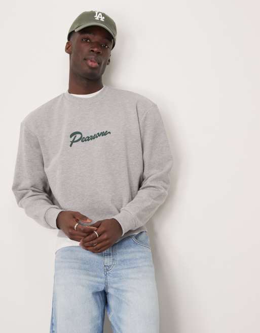 ASOS DESIGN - Recht oversized sweatshirt met bolle print in gemêleerd grijs