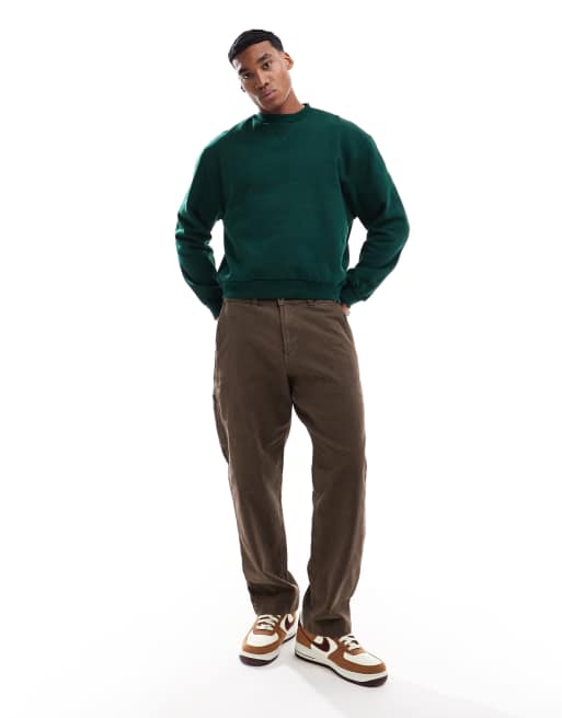 ASOS DESIGN - Recht oversized sweatshirt van premium 400gsm zware stof in donkergroen, 3 van 4