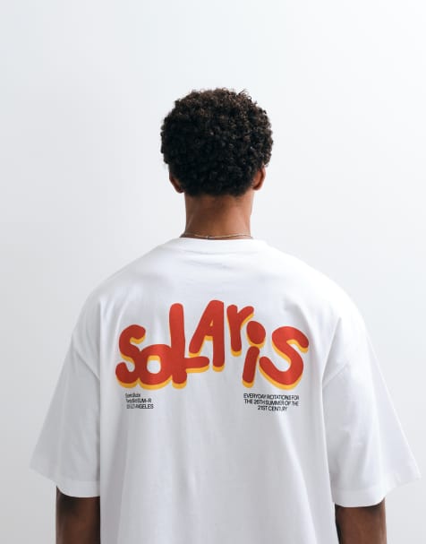 ASOS DESIGN - Recht oversized T-shirt met bolle tekstprint in wit - view 1