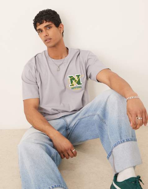ASOS DESIGN - Recht oversized T-shirt met borduursel op de borst in grijs - view 1
