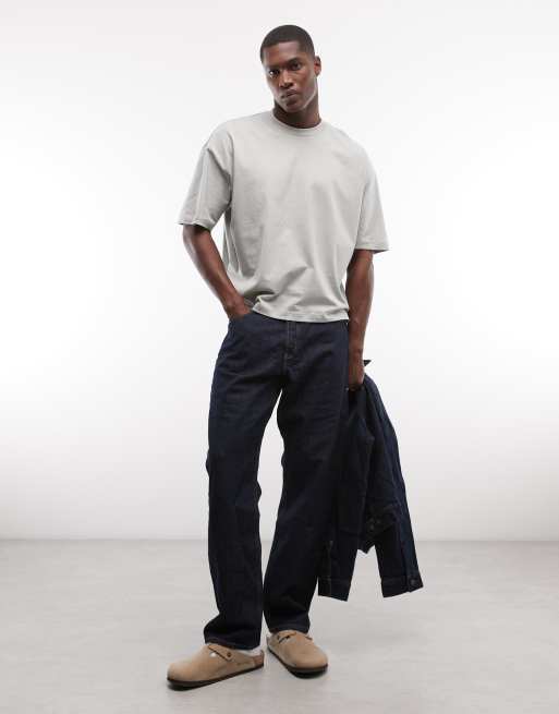 ASOS DESIGN - Recht oversized T-shirt met dobbelstenenprint in grijs, 2 van 5