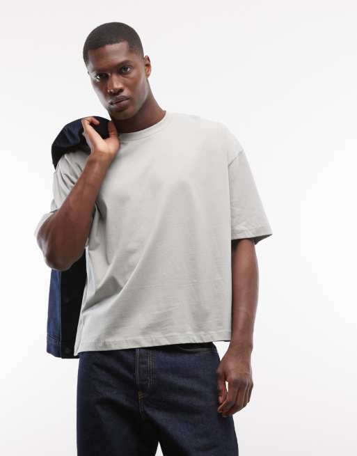 ASOS DESIGN - Recht oversized T-shirt met dobbelstenenprint in grijs, 5 van 5