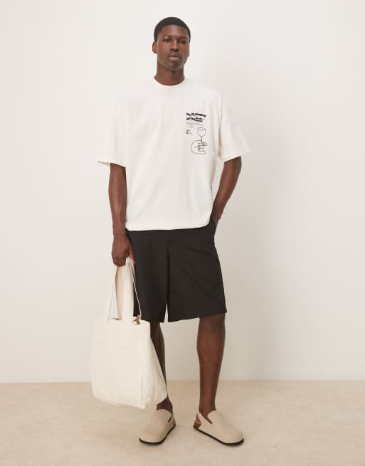 ASOS DESIGN - Recht oversized T-shirt met drankjes-print in crème , 4 van 4