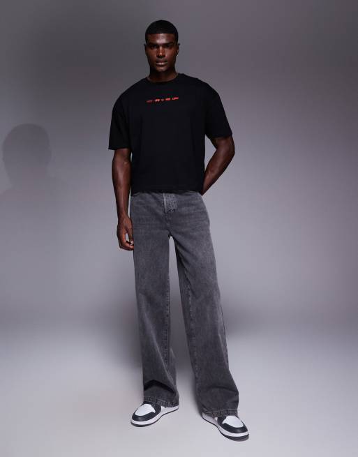 ASOS DESIGN - Recht oversized T-shirt met grafische autoprint in zwart , 2 van 5