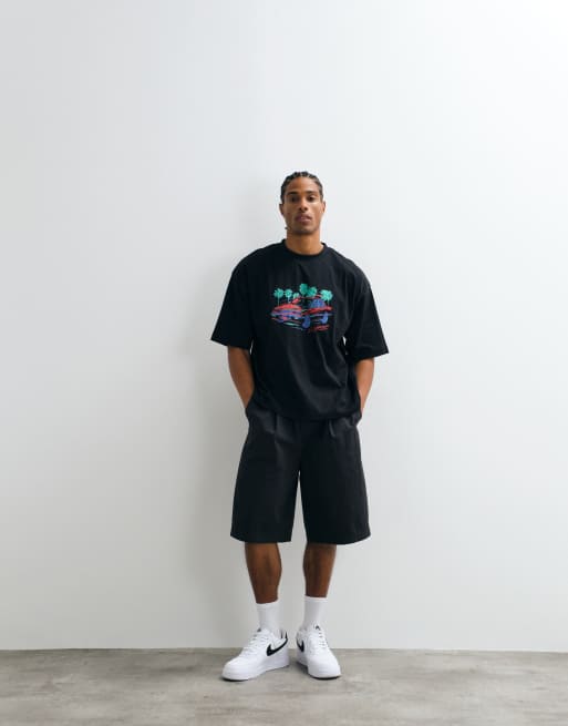 ASOS DESIGN - Recht oversized T-shirt met grafische autoprint in zwart, 2 van 5