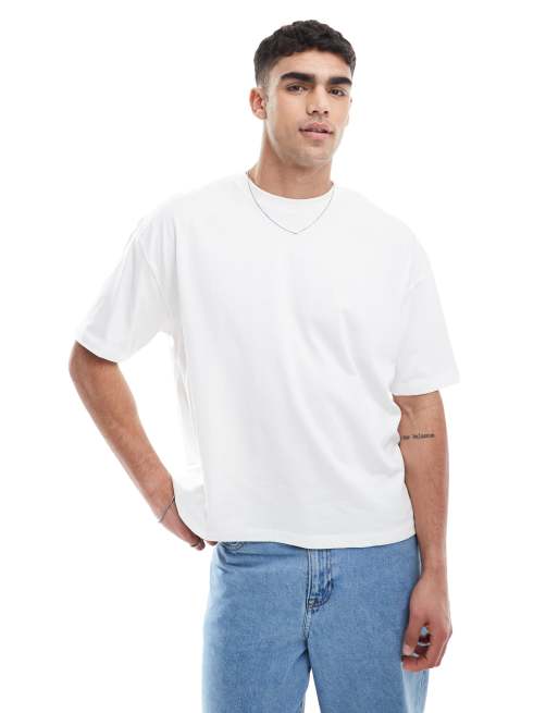 ASOS DESIGN - Recht oversized T-shirt met grafische bloemenprint in wit, 4 van 4