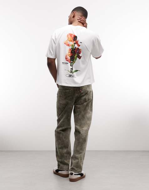 ASOS DESIGN - Recht oversized T-shirt met grafische bloemenprint in wit - view 1