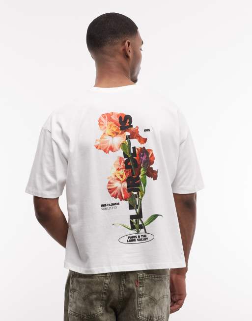 ASOS DESIGN - Recht oversized T-shirt met grafische bloemenprint in wit, 2 van 5