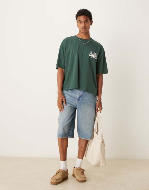 ASOS DESIGN - Recht oversized T-shirt met grafische hondenprint in groen, 4 van 4