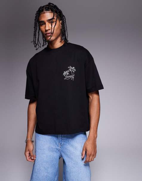 ASOS DESIGN - Recht oversized T-shirt met grafische palmenprint in zwart - view 1