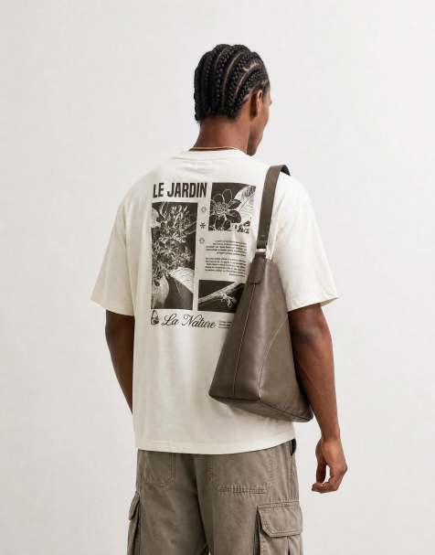 ASOS DESIGN - Recht oversized T-shirt met grafische print op de achterkant in crème - view 1