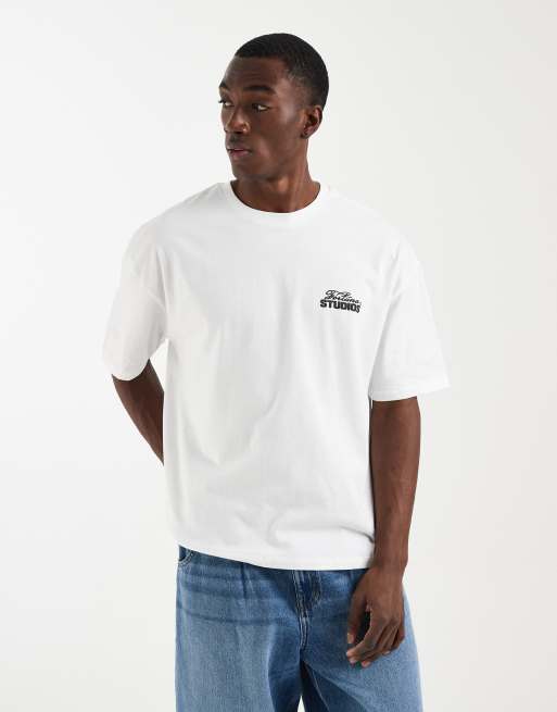 ASOS DESIGN - Recht oversized T-shirt met grafische schoppenprint in wit, 2 van 5