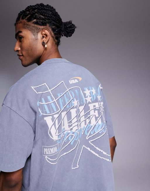ASOS DESIGN - Recht oversized T-shirt met grafische straatprint in grijs