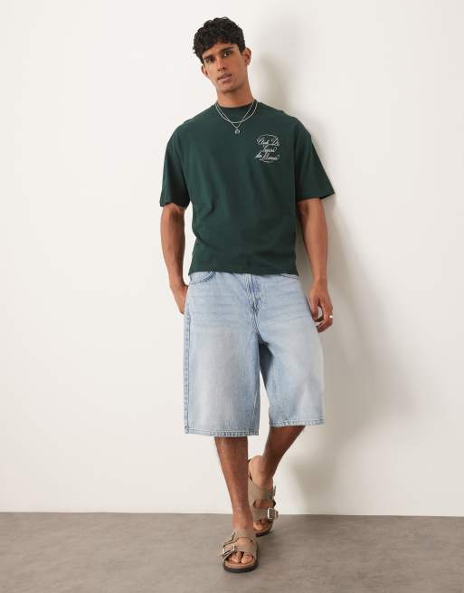 ASOS DESIGN - Recht oversized T-shirt met grafische tekstprint in donkergroen , 3 van 4