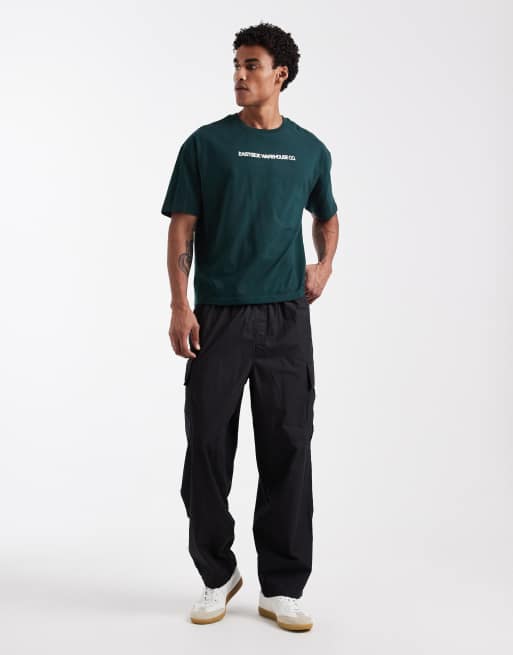 ASOS DESIGN - Recht oversized T-shirt met grafische tekstprint in donkergroen, 2 van 5