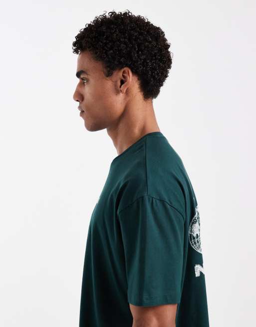 ASOS DESIGN - Recht oversized T-shirt met grafische tekstprint in donkergroen, 5 van 5