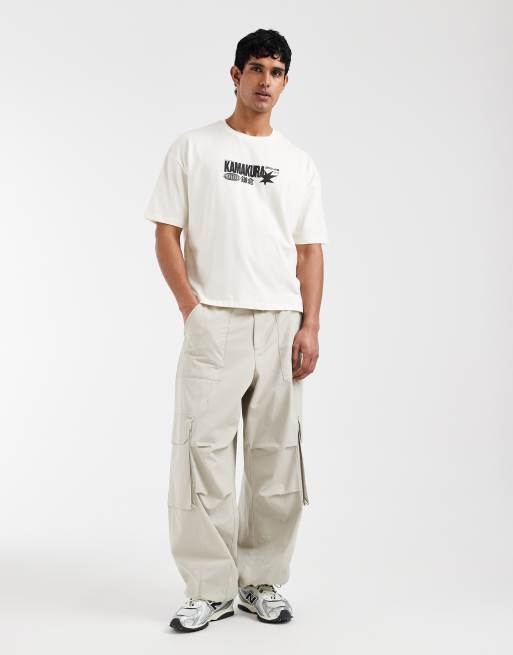 ASOS DESIGN - Recht oversized T-shirt met Japanse-print in crème, 2 van 5