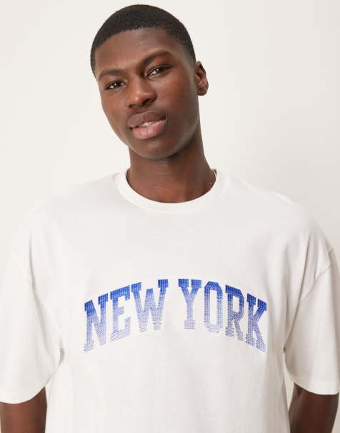 ASOS DESIGN - Recht oversized T-shirt met New York-borduursel in wit - view 1
