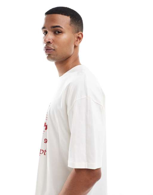 ASOS DESIGN - Recht oversized T-shirt met print in gebroken wit, 4 van 5