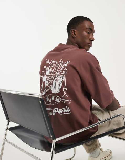 ASOS DESIGN - Recht oversized T-shirt met print van eten en drinken in bruin - view 1