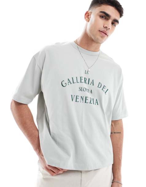 ASOS DESIGN - Recht oversized T-shirt met stadsprint in grijs - view 1