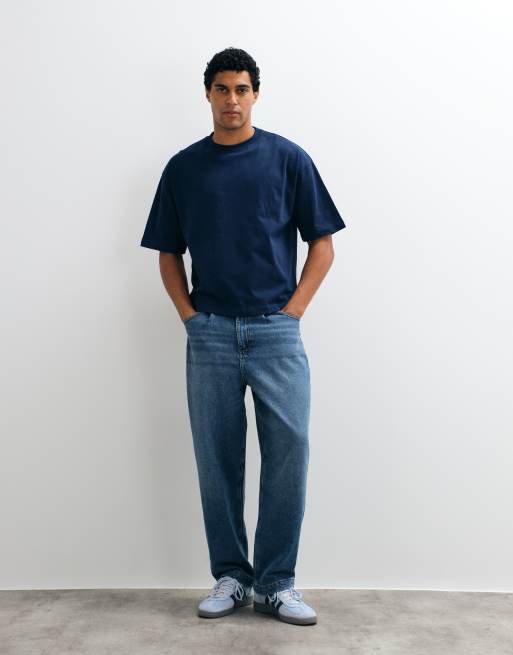 ASOS DESIGN - Recht oversized T-shirt van zware stof in marineblauw, 2 van 10