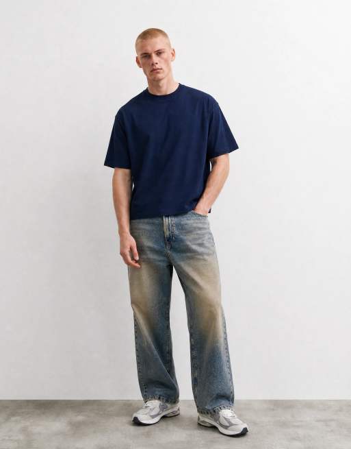 ASOS DESIGN - Recht oversized T-shirt van zware stof in marineblauw, 7 van 10