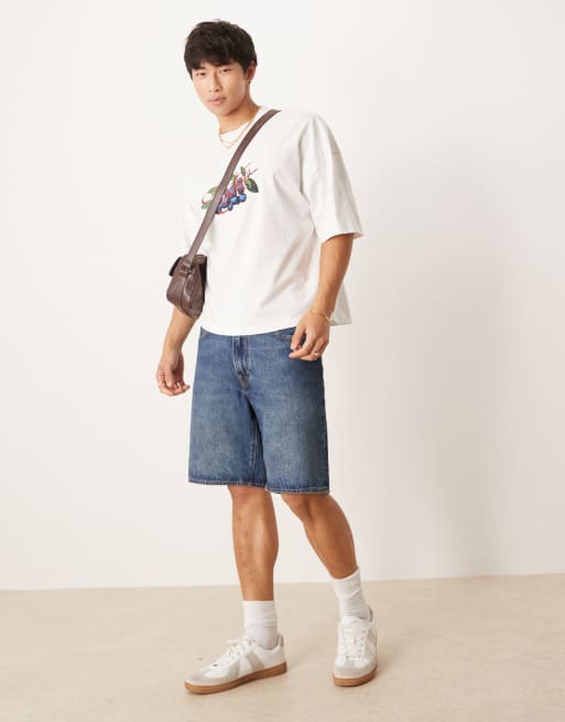 ASOS DESIGN - Recht oversized T-shirt van zware stof met fruitprint in gebroken wit , 3 van 4