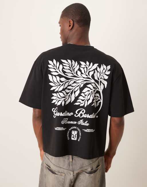 ASOS DESIGN - Recht oversized T-shirt van zware stof met print in zwart