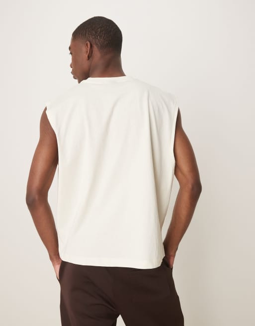ASOS DESIGN - Recht oversized tanktop met bolle print in tofu wit, 3 van 4