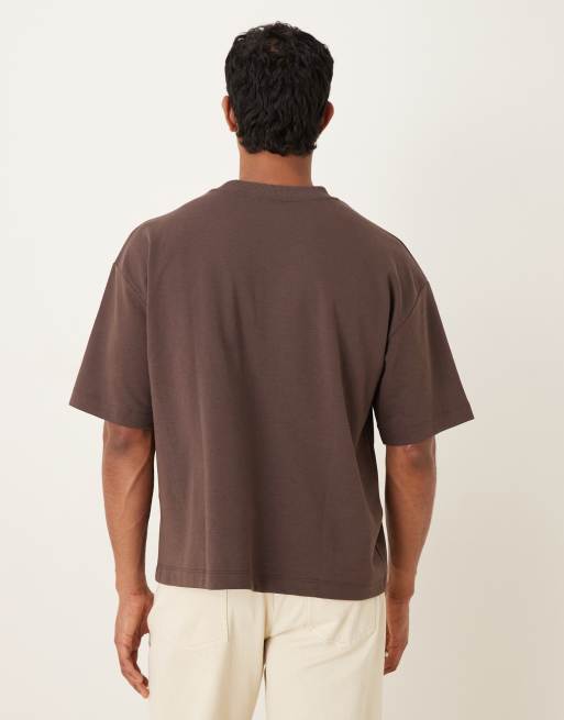 ASOS DESIGN - Recht oversized zacht T-shirt van zware stof in bruin, 3 van 5
