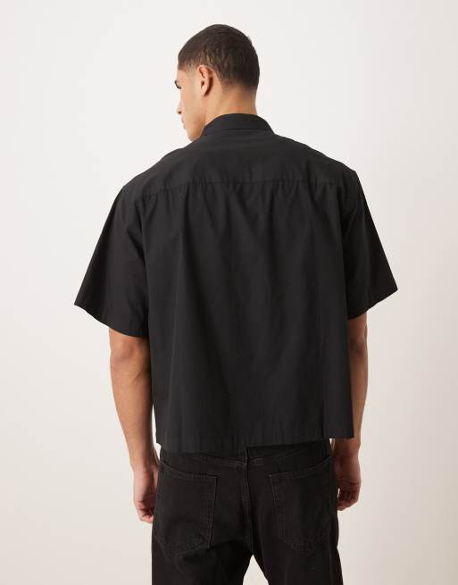 ASOS DESIGN - Recht premium oversized overhemd met geborduurde bloemen in zwart, 3 van 5