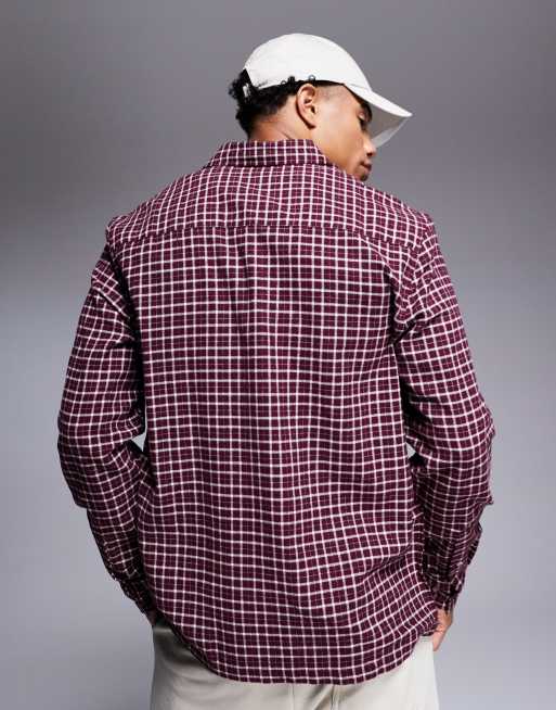 ASOS DESIGN - Recht regular-fit geruit overhemd in bordeauxrood, 4 van 4