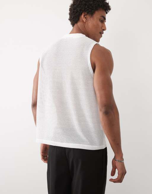 ASOS DESIGN - Recht ruimvallend hemdje met V-hals en textuur in wit, 5 van 5