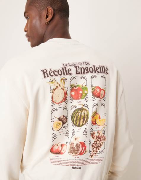 ASOS DESIGN - Recht sweatshirt met print op de borst en rug in gebroken wit - view 1