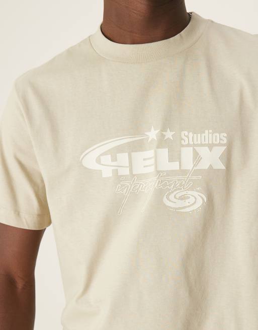 ASOS DESIGN - Recht T-shirt met grafische straatprint in beige, 3 van 4
