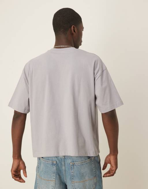 ASOS DESIGN - Recht T-shirt met grafische tekstprint in grijs, 4 van 4
