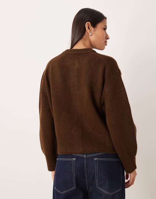 ASOS DESIGN - Recht vest met ronde hals en zijsplit in chocoladebruin, 3 van 4