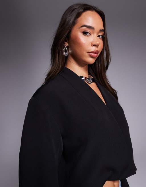 ASOS DESIGN - Rechte blazer met voorgevormde mouwen in zwart, 4 van 4