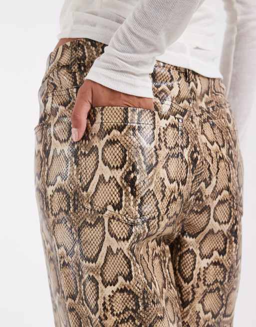 ASOS DESIGN rechte broekspijp in beige slangenprint, 3 van 5