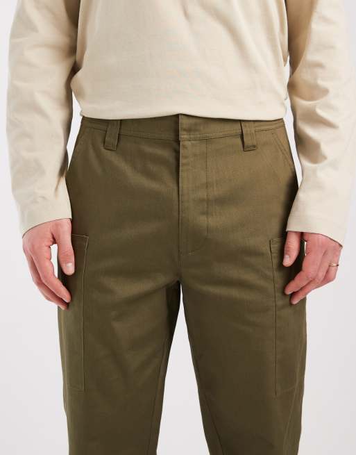 ASOS DESIGN - Rechte cargobroek van slubby twill in kaki, 5 van 5