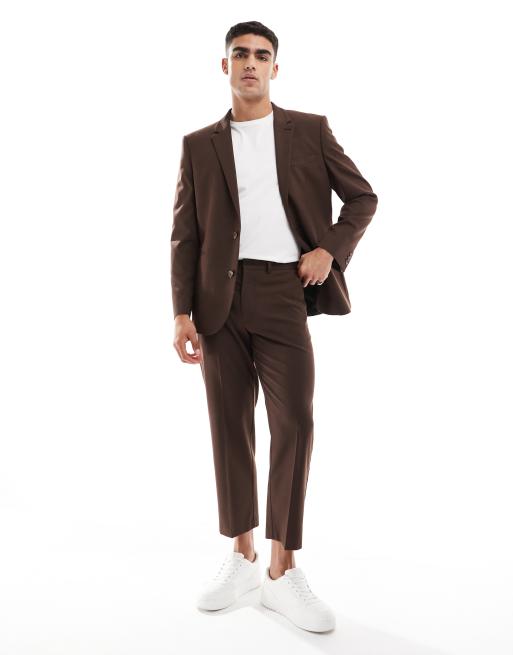 ASOS DESIGN - Rechte cropped pantalon in bruin