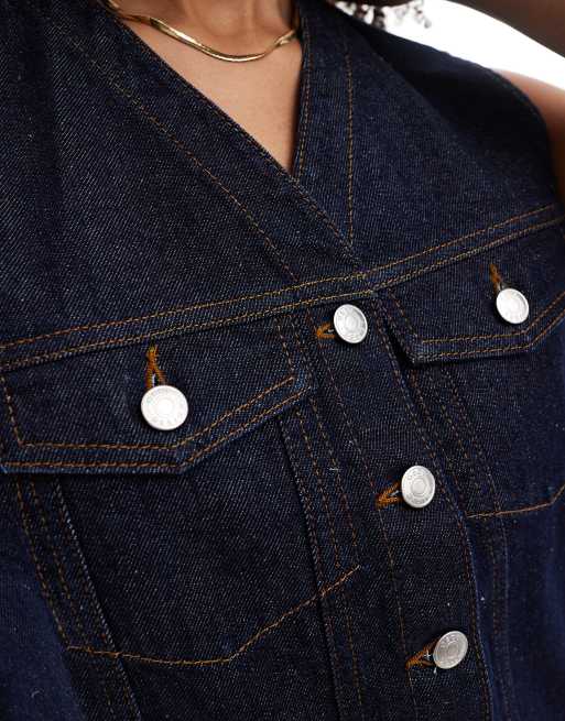 ASOS DESIGN - Rechte denim western gilet in indigo, 3 van 4