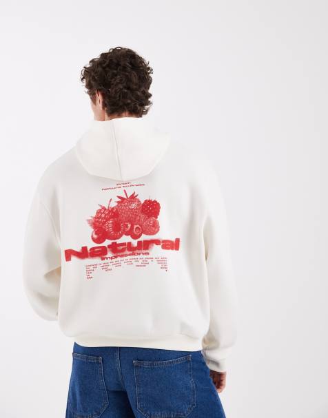 ASOS DESIGN - Rechte hoodie met fruitprint in crème - view 1