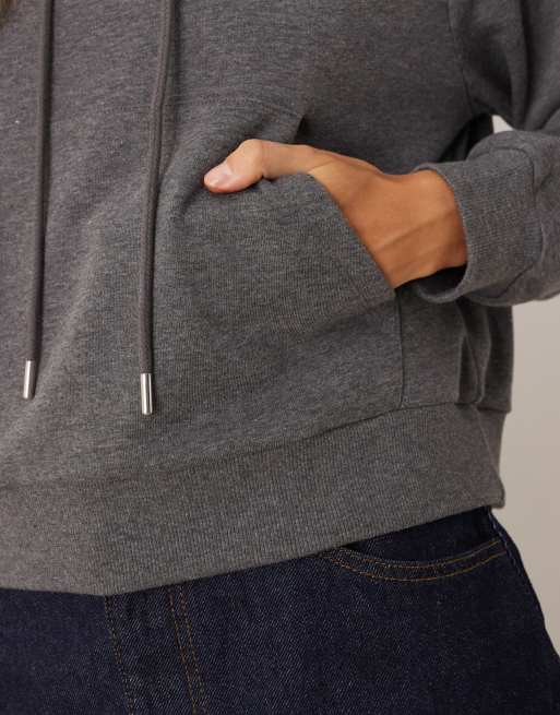 ASOS DESIGN - Rechte hoodie met schoudervullingen in antracietgrijs, 3 van 4