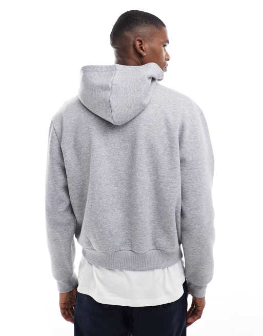ASOS DESIGN boxy oversized hoodie with athletic print in gray